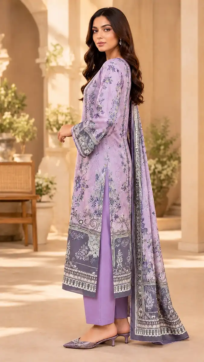 Premium Lavender Mist | Unstitched 3-Piece thumbnail 3