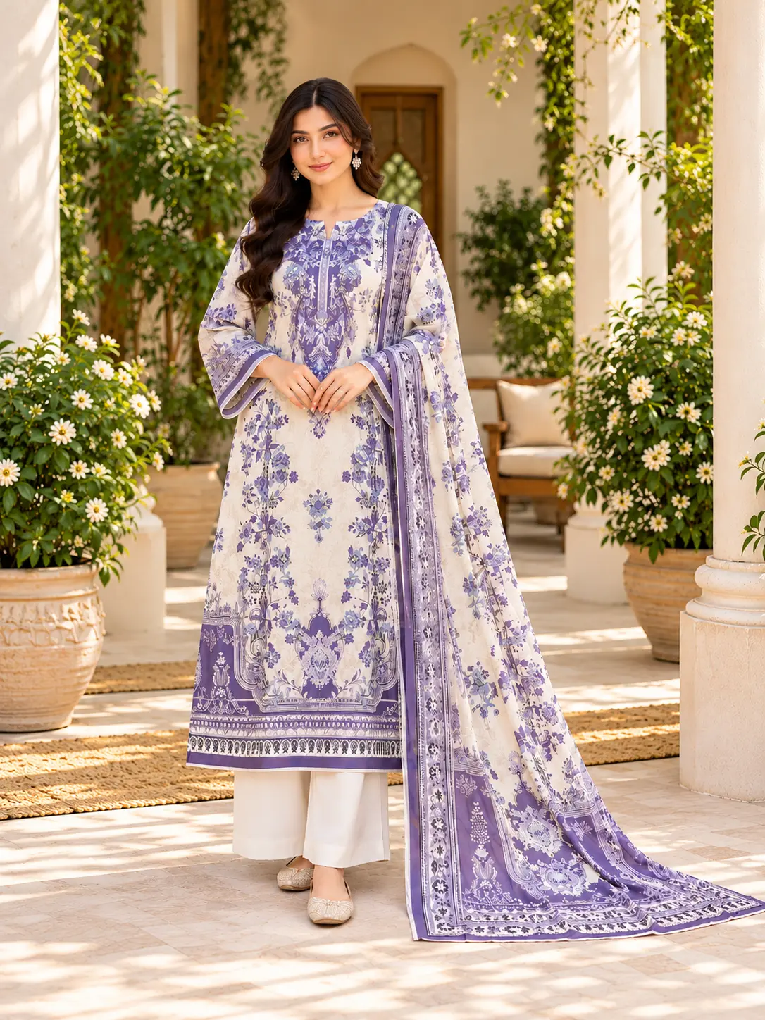 Premium Lavender Bloom Lawn | Unstitched 3-Piece - view 1