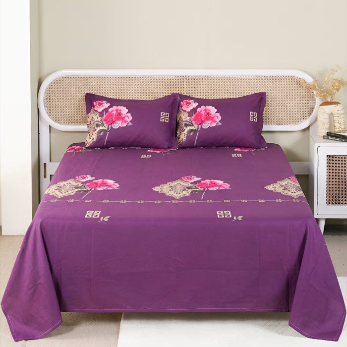 Royal Bloom - Bedsheet & Quilted Pillow Covers Set